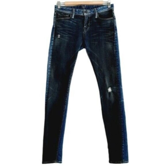 FIDELITY | Mila Two-tone Hellcat Sun King Distressed Mid-rise Jeans Sz 27 - Picture 2 of 14